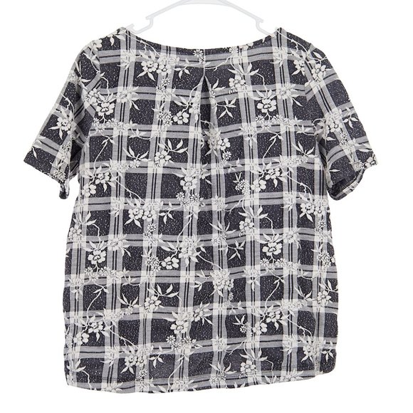 LOFT Floral Black White Blouse X-Small Petite - Picture 4 of 5